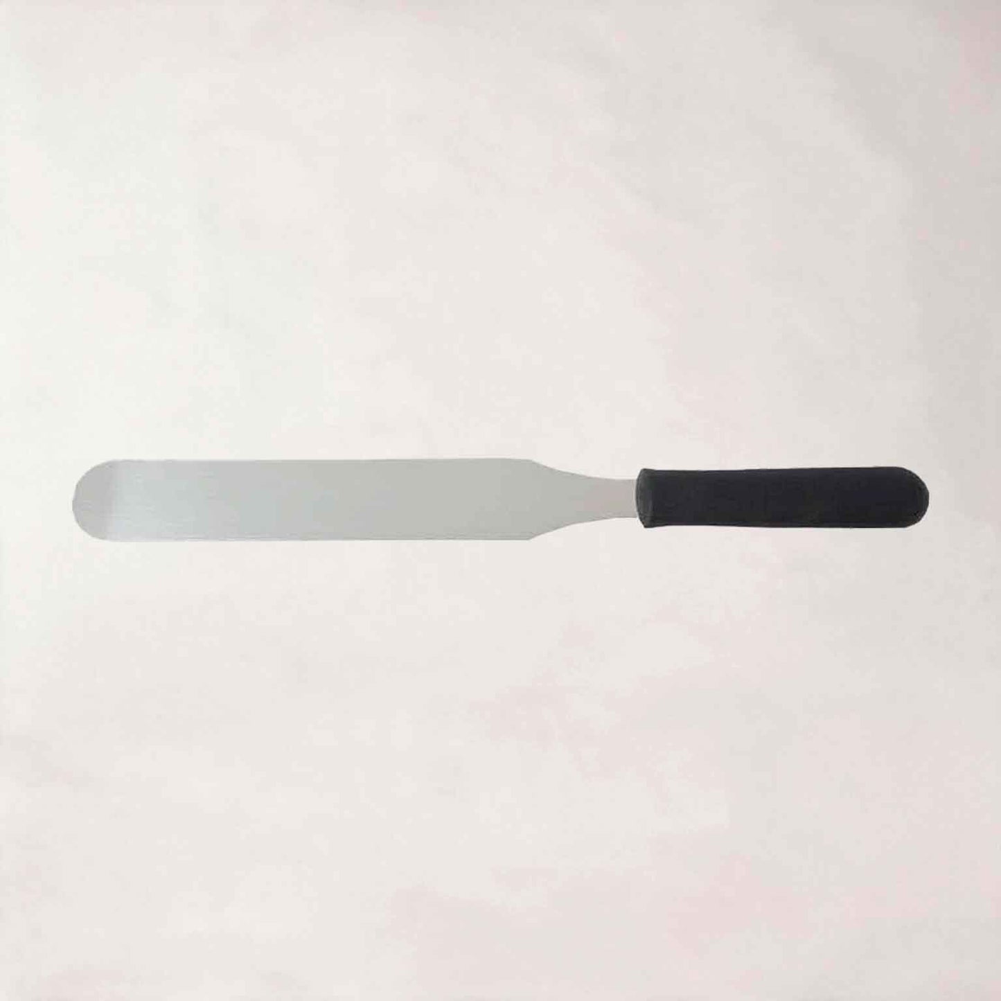 Espátula de acero inoxidable para creps de 25 cm con mango negro