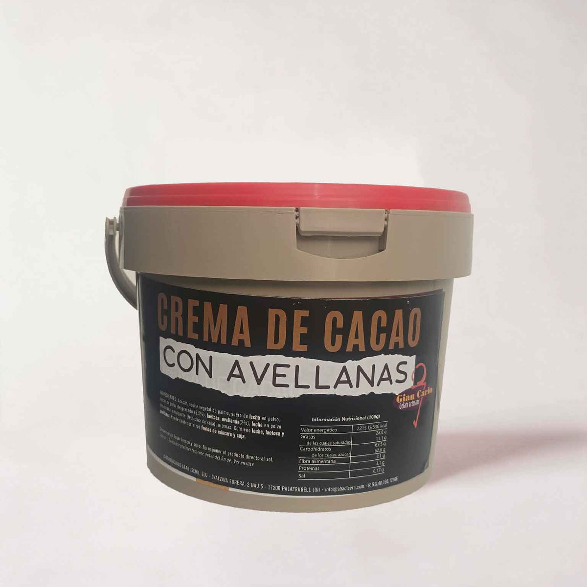 Crema de cacao con avellanas Gian Carlo en formato profesional de 3 kg