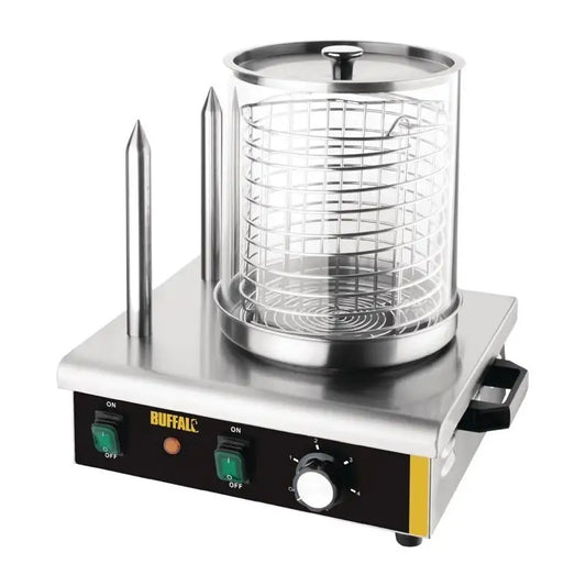 Máquina profesional Buffalo DA565 para perritos calientes con dos pinchos para pan